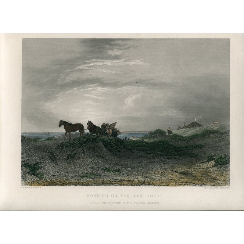 Côte maritime, lever de soleil, d'après F.R. Lee. Gravure de 1870