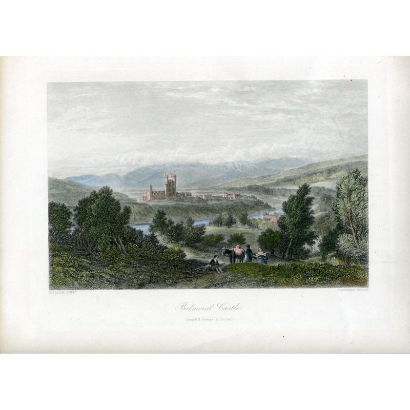 England. Schloss Balmoral. Kupferstich von J. Godfrey, 1875