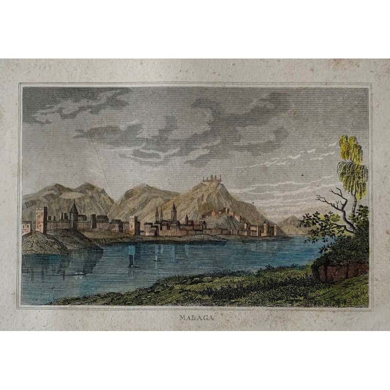 Vue de Malaga - Gravure ancienne