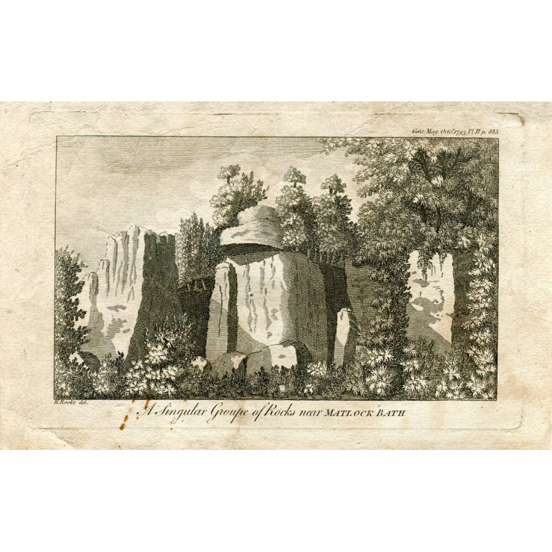 Angleterre. Un groupe de rochers singulier près de Matlock Bath, gravé par H. Rooke.