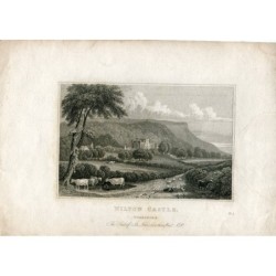 Inghilterra. Castello di Wilton, incisione di JC Varrall, disegno di JP Neale