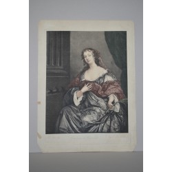 «Comtesse de Gramont» mezzotinta, grabador James MacAndell (1728-1765). Firmado anagrama de Peter Lely en plancha.