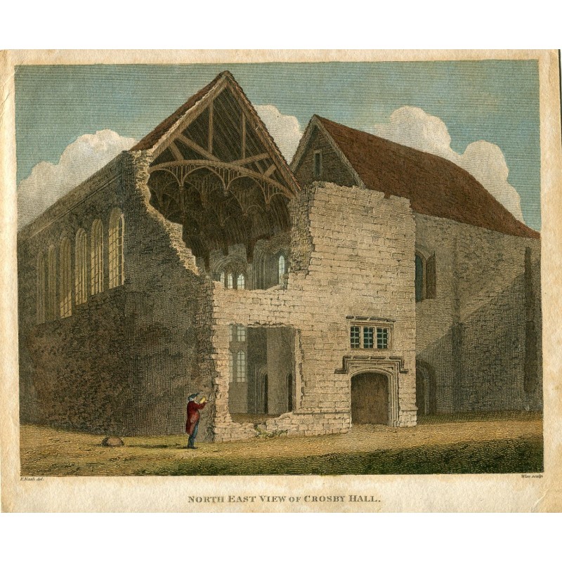 Crosby Hall, Londres - gravure de 1834 par Wise