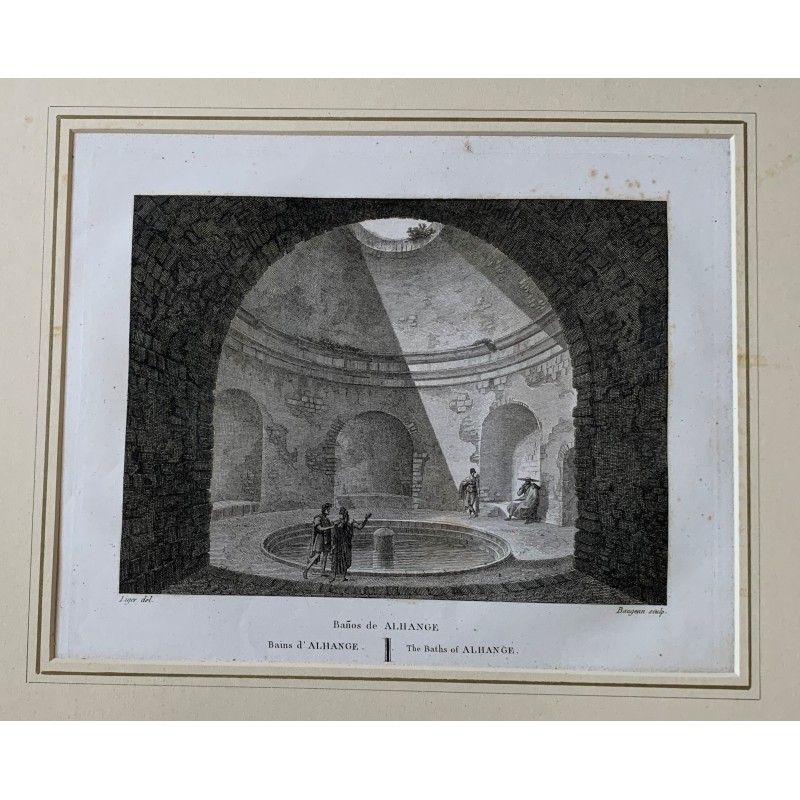 Alange Spa - Gravure ancienne 1810 - Alexandre Laborde