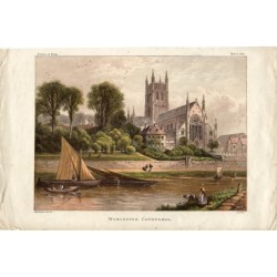 Cathédrale de Worcester gravée par Kronheim en