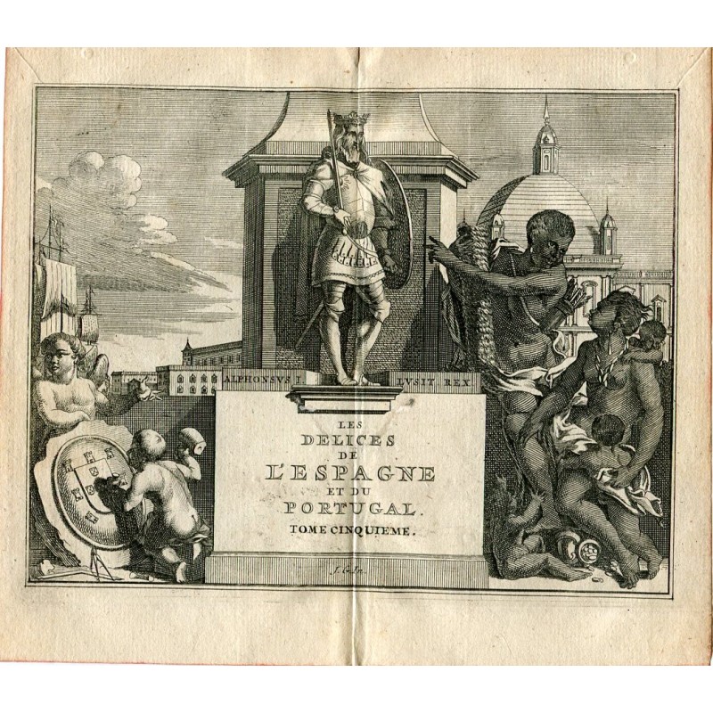 Incisione sulla copertina del quinto volume Les delices de l'Espagne et du Portugal 1715.