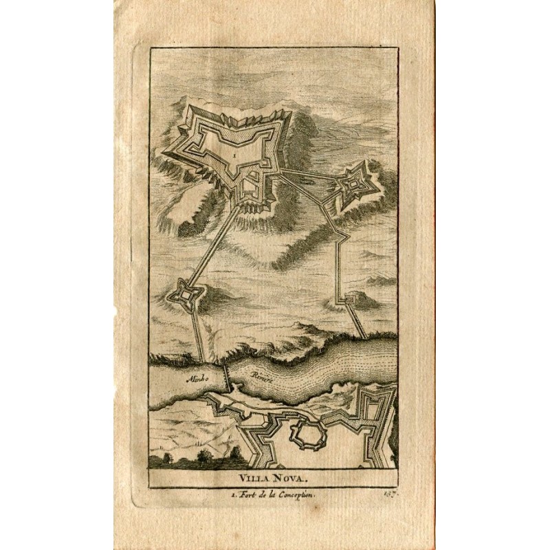 Portugal. Villa Nova, Fort de La Conception, gravée en 1715 par Alvarez de Colmenar