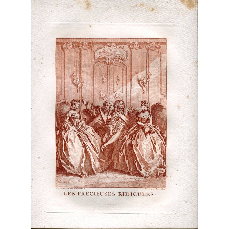 Les precieuses ridicules engraved by Lau Cars, invented and drawn by F. Boucher.