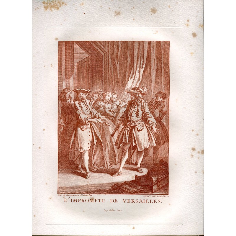 L'Improvvisazione di Versailles incisa da Laurent Cars, inventata e disegnata da F. Boucher.
