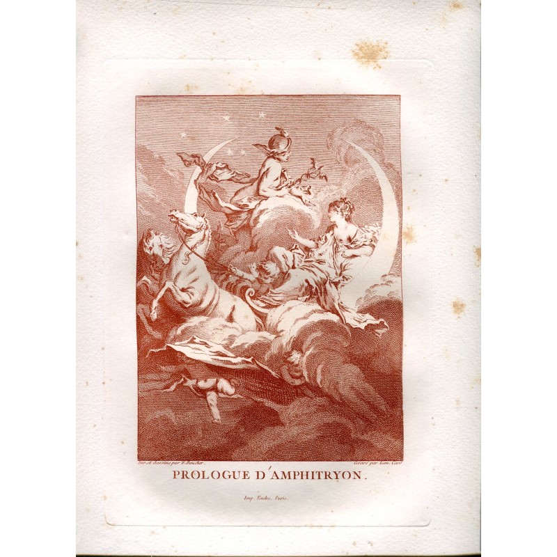 Prologue D'Amphitryon gravé par Laurent Cars, inventé et dessiné par F. Boucher.