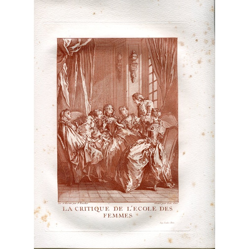 La critique de l'école des femmes gravée par Laurent Cars, inventée et dessinée par F. Boucher.